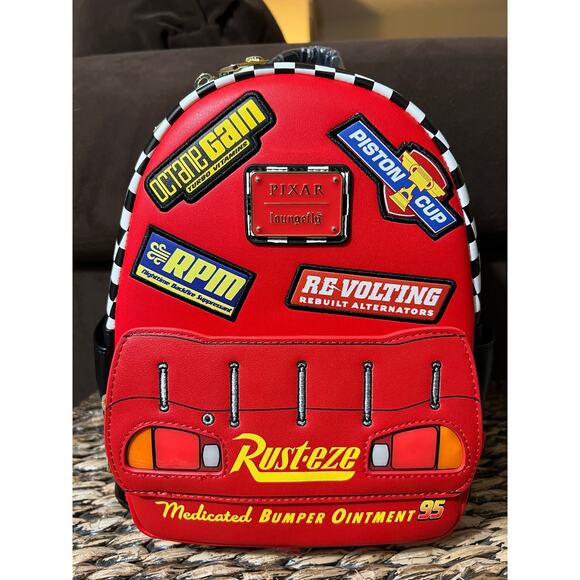 Loungefly Disney Pixar Cars Lightning McQueen Mini Backpack Rust-eze - Picture 1 of 6